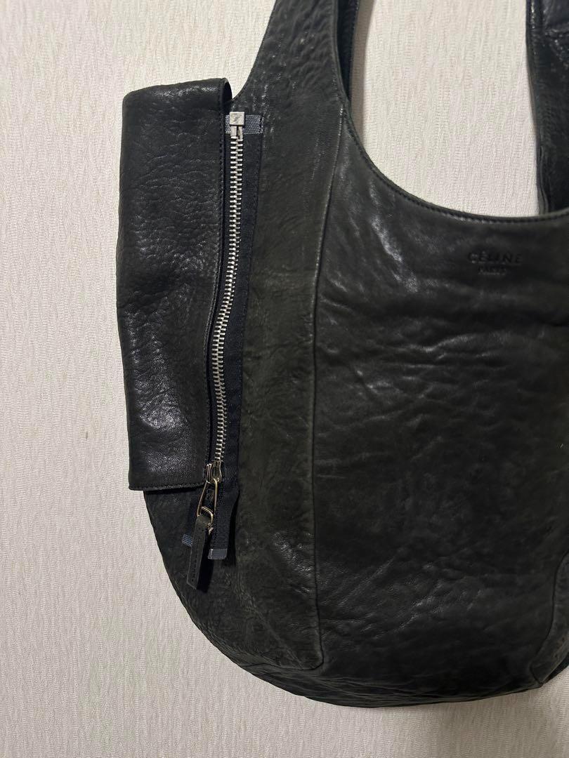 CELINE Hand Bag Tote Purse Zipper Leather Authentic