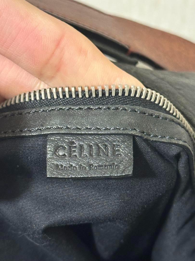 CELINE Hand Bag Tote Purse Zipper Leather Authentic