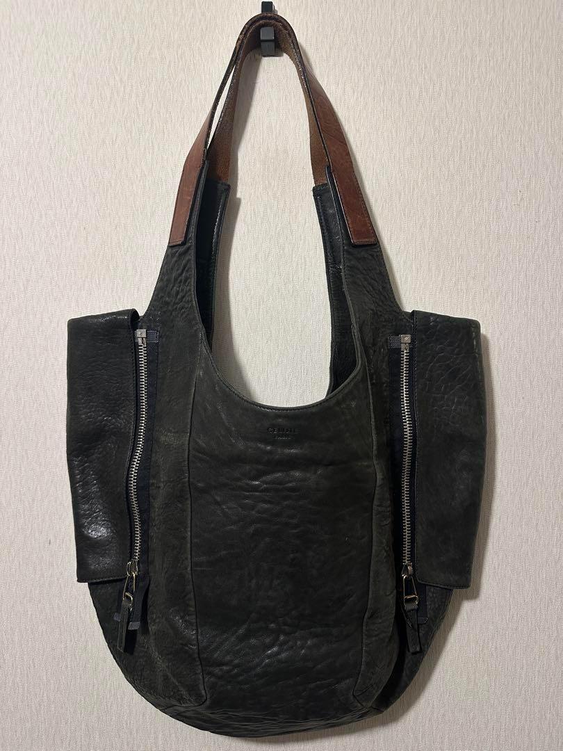 CELINE Hand Bag Tote Purse Zipper Leather Authentic