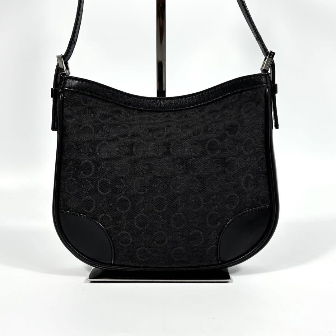 CELINE Accessory Pouch Hand Bag Tote Purse C Macadam Canvas Leather Black Auth