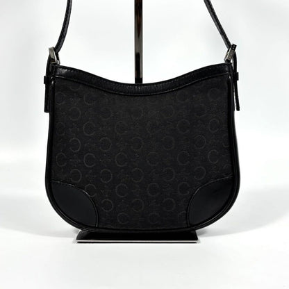 CELINE Accessory Pouch Hand Bag Tote Purse C Macadam Canvas Leather Black Auth