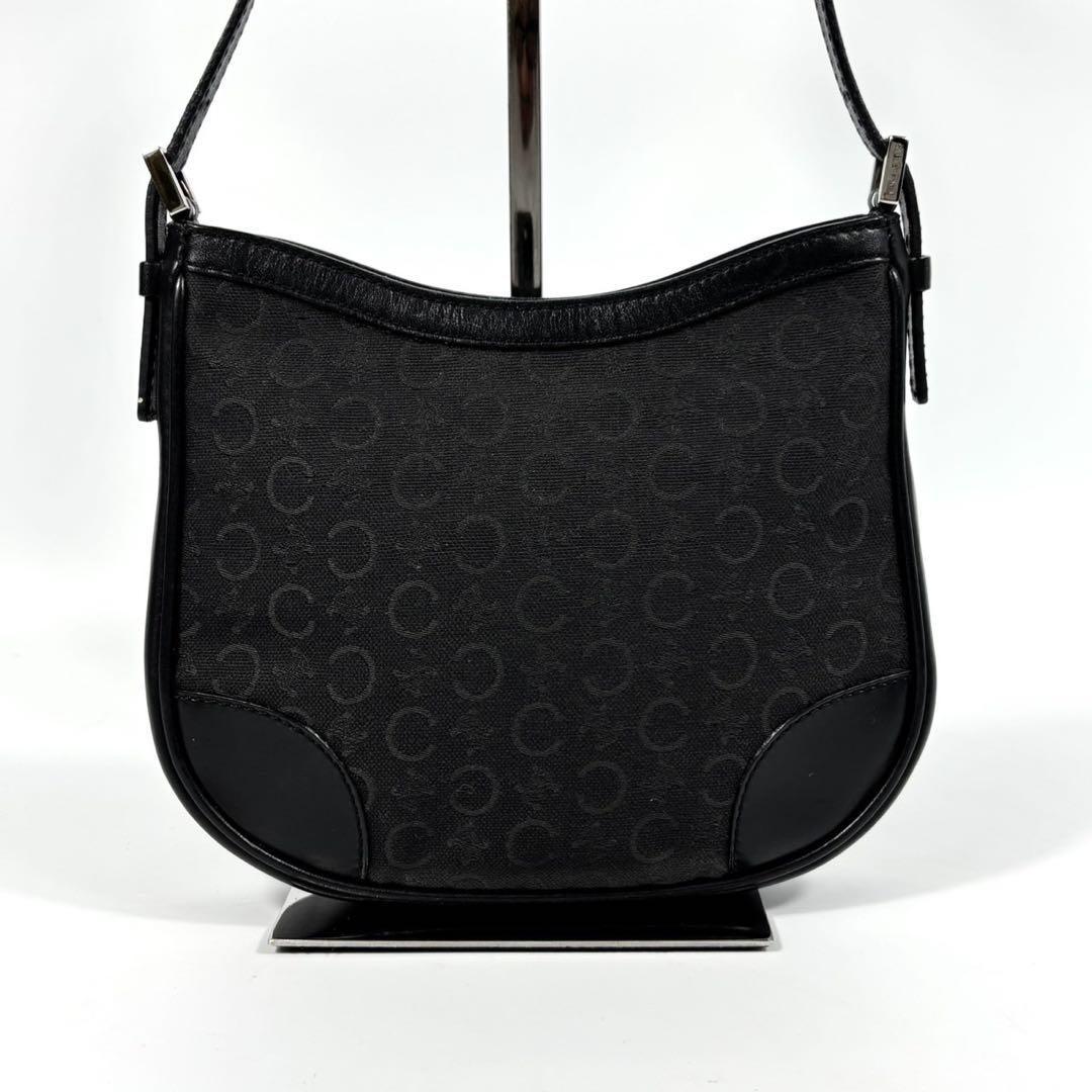 CELINE Accessory Pouch Hand Bag Tote Purse C Macadam Canvas Leather Black Auth