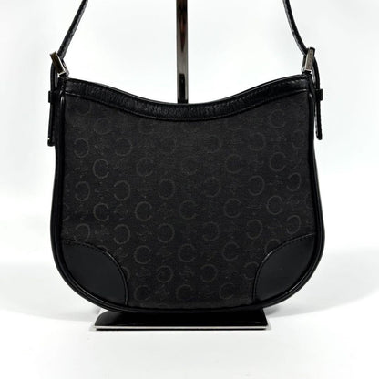 CELINE Accessory Pouch Hand Bag Tote Purse C Macadam Canvas Leather Black Auth