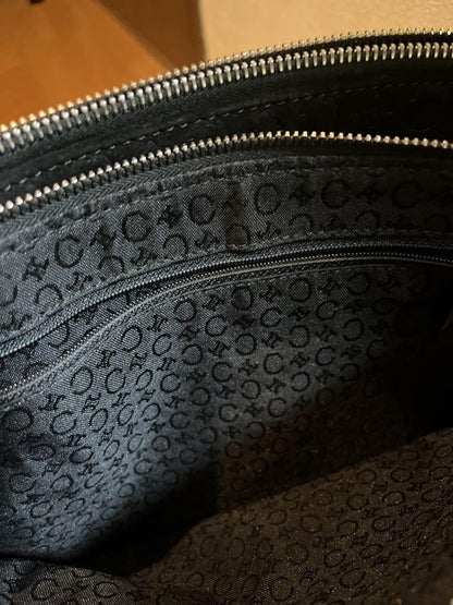 CELINE Shoulder Bag Purse C Macadam Suede Black Authentic