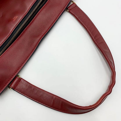 CELINE Hand Bag Tote Purse Leather Red Authentic