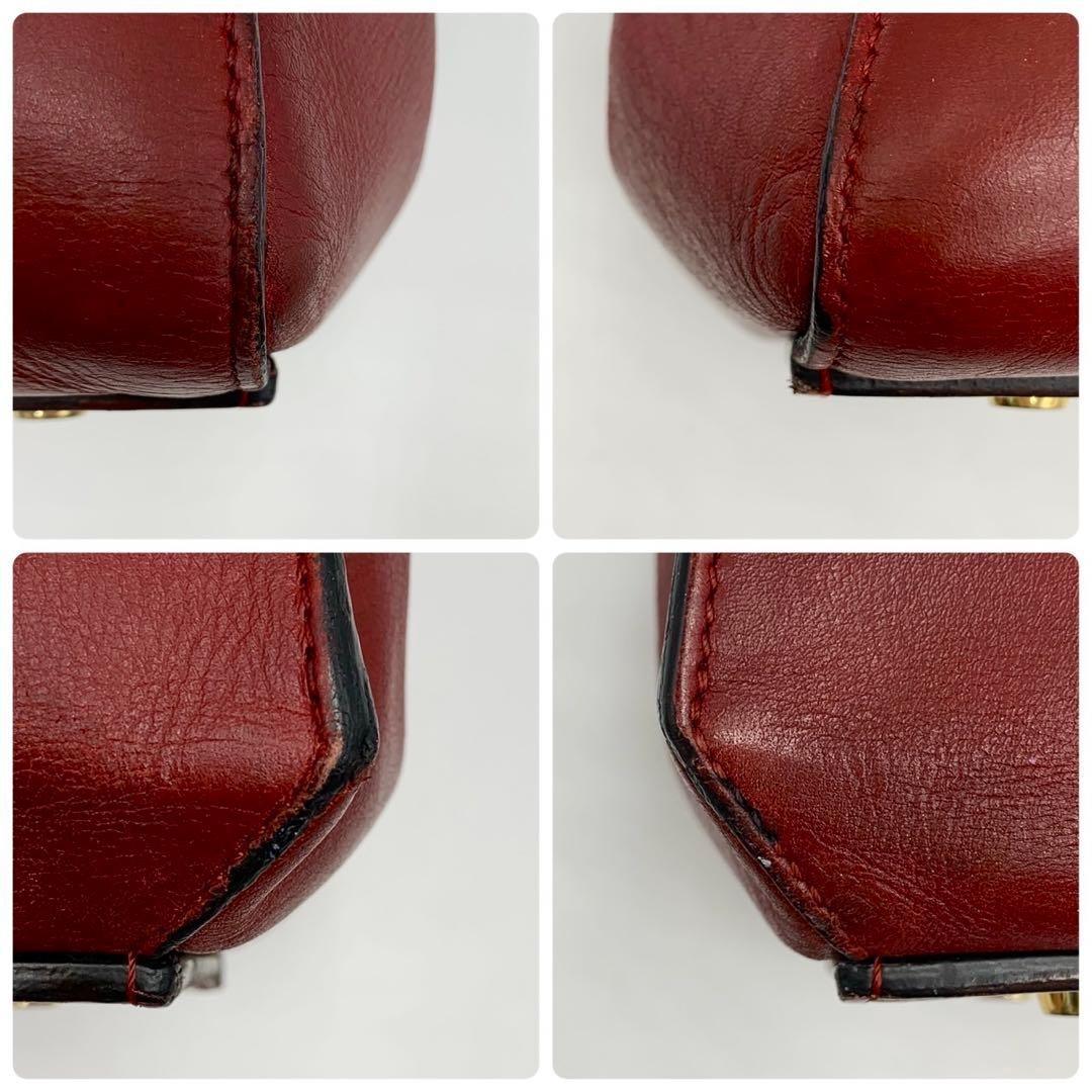 CELINE Hand Bag Tote Purse Leather Red Authentic