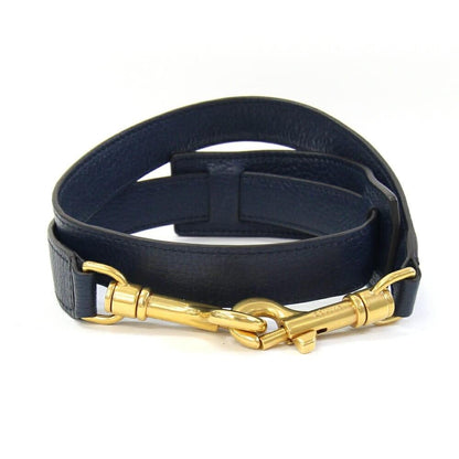 CELINE Shoulder Strap Belt Leather Navy Gold Authentic