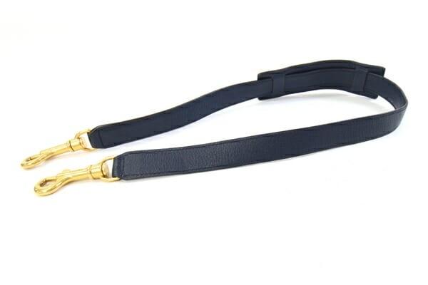 CELINE Shoulder Strap Belt Leather Navy Gold Authentic