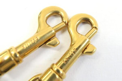 CELINE Shoulder Strap Belt Leather Navy Gold Authentic