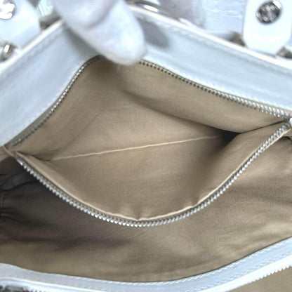 CELINE Hand Bag Tote Purse Leather White Authentic