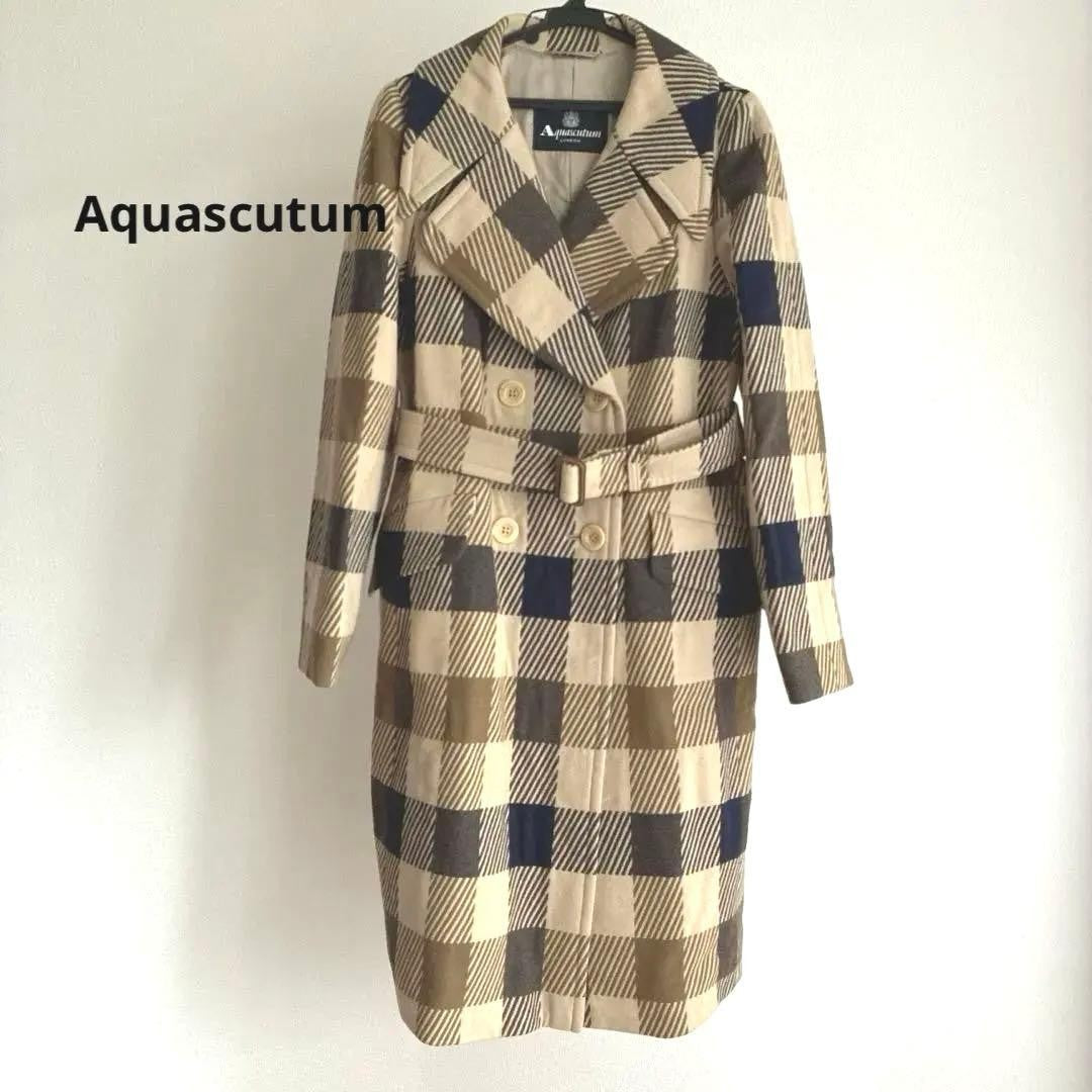 Aquascutum Trench Coat Check Asian fit M US size S Authentic
