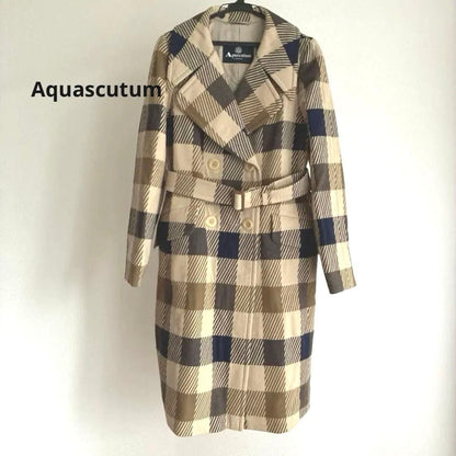 Aquascutum Trench Coat Check Asian fit M US size S Authentic