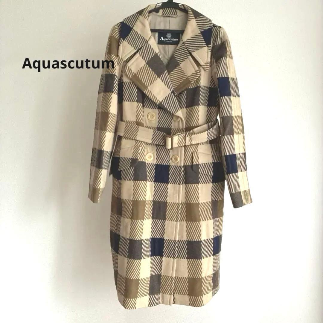 Aquascutum Trench Coat Check Asian fit M US size S Authentic