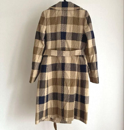 Aquascutum Trench Coat Check Asian fit M US size S Authentic