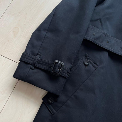 Aquascutum Trench Coat Club Check Asian fit M US size S Navy Authentic