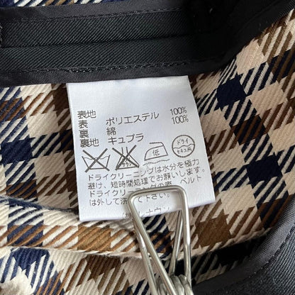 Aquascutum Trench Coat Club Check Asian fit M US size S Navy Authentic