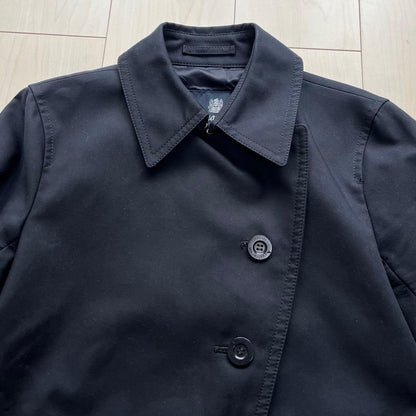 Aquascutum Trench Coat Club Check Asian fit M US size S Navy Authentic