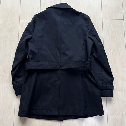 Aquascutum Trench Coat Club Check Asian fit M US size S Navy Authentic