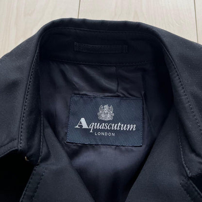 Aquascutum Trench Coat Club Check Asian fit M US size S Navy Authentic