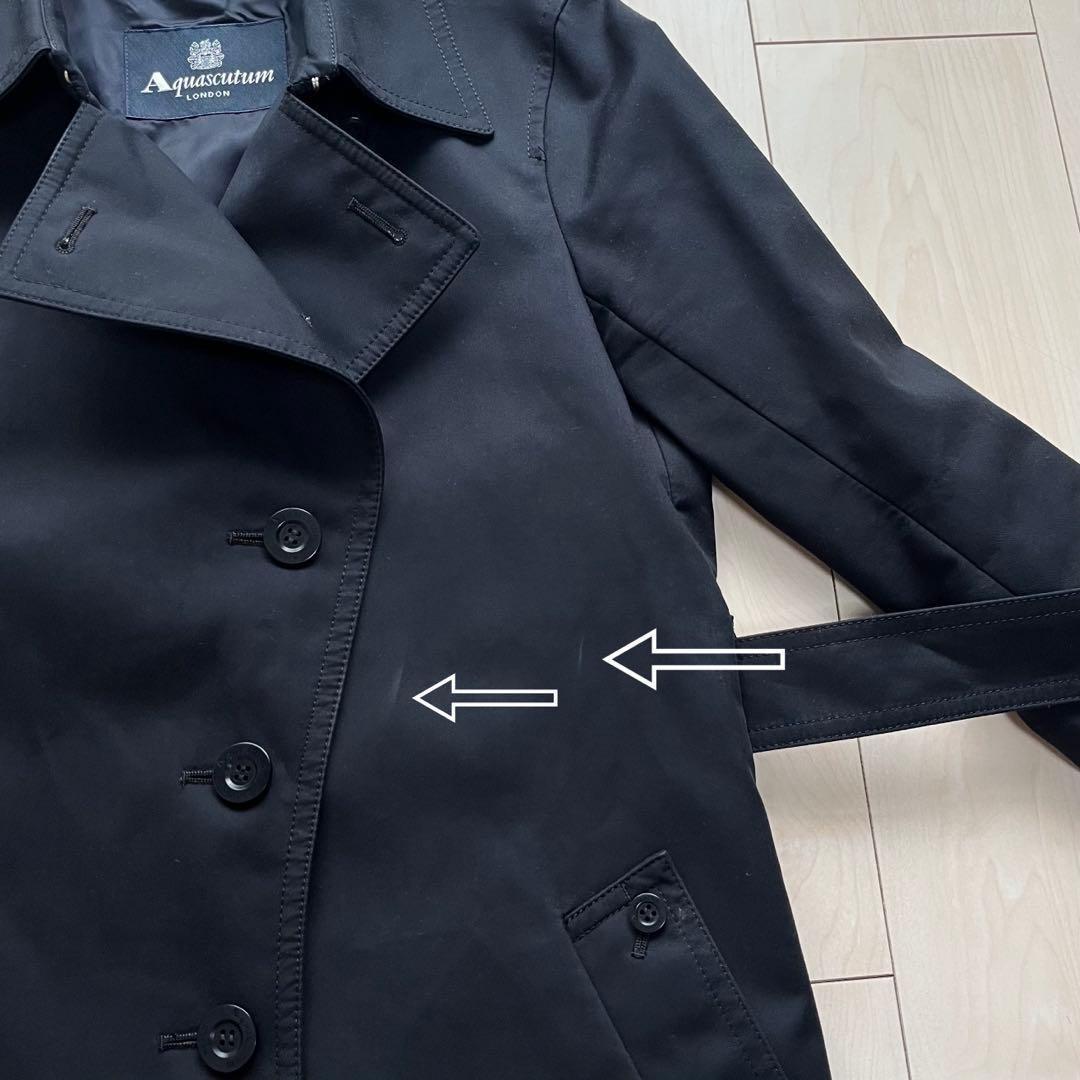 Aquascutum Trench Coat Club Check Asian fit M US size S Navy Authentic