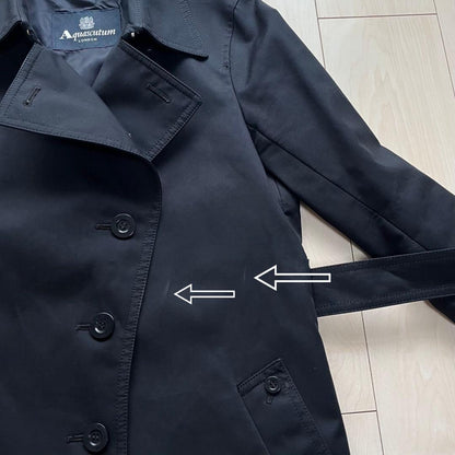 Aquascutum Trench Coat Club Check Asian fit M US size S Navy Authentic