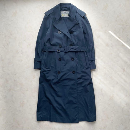 Aquascutum Trench Coat Asian fit M US size S Navy Authentic