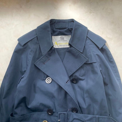Aquascutum Trench Coat Asian fit M US size S Navy Authentic
