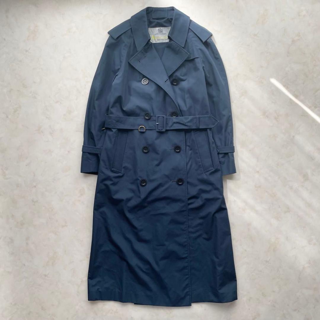 Aquascutum Trench Coat Asian fit M US size S Navy Authentic