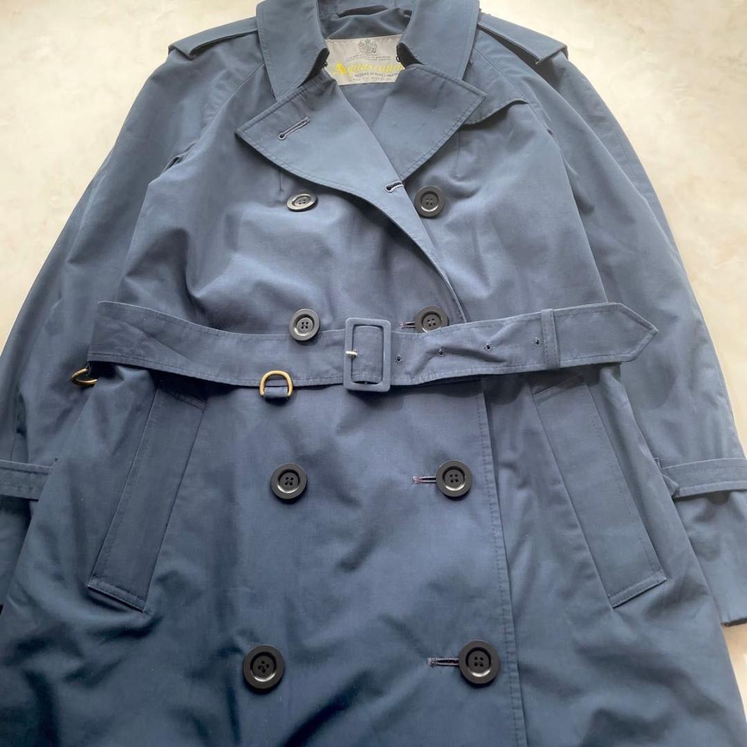 Aquascutum Trench Coat Asian fit M US size S Navy Authentic