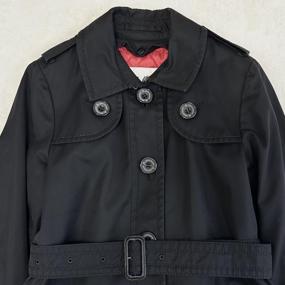 Aquascutum Trench Coat Club Check Asian fit M 38 US size S Black Authentic