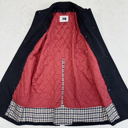 Aquascutum Trench Coat Club Check Asian fit M 38 US size S Black Authentic
