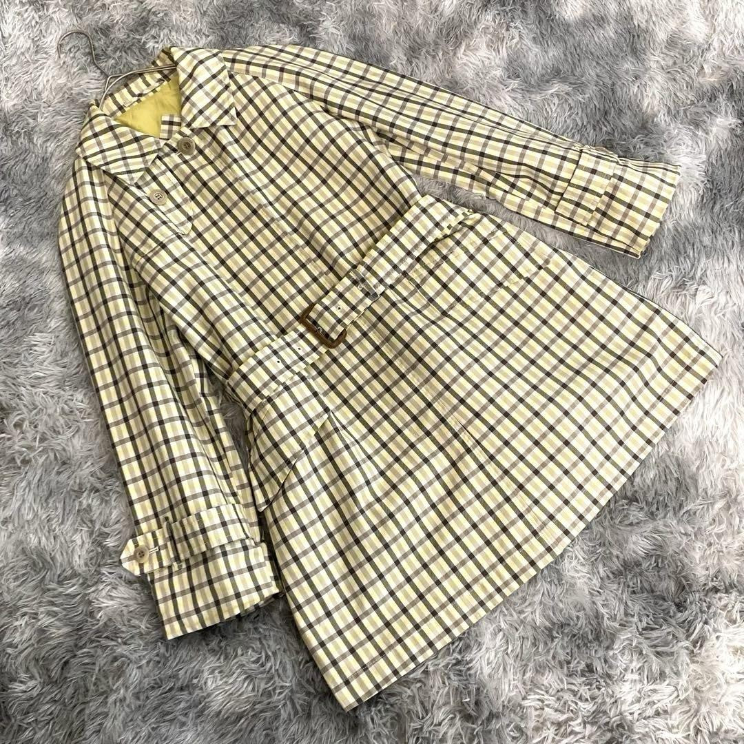Aquascutum Trench Coat Check Asian fit S US size XS Multicolor Authentic