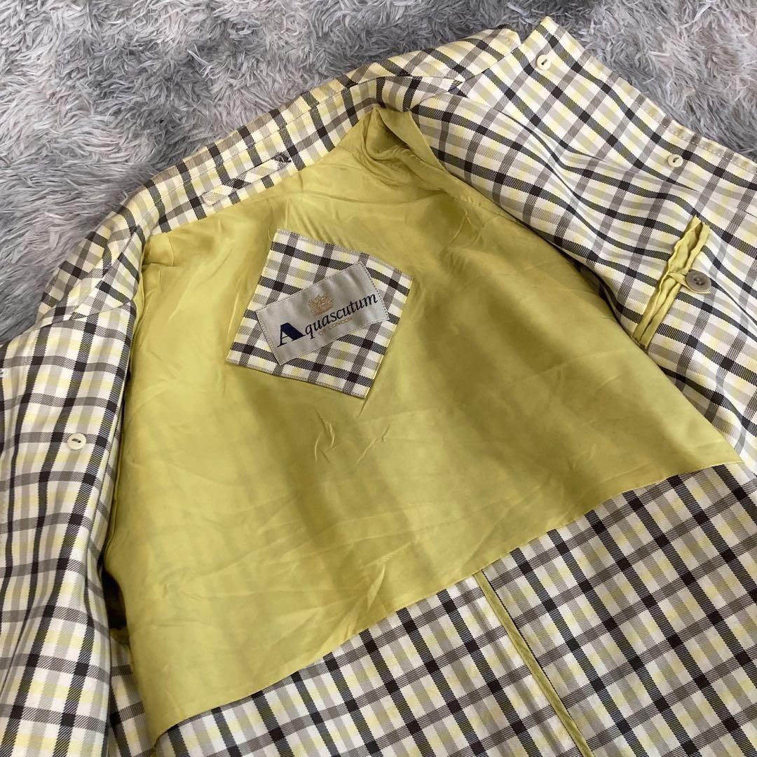 Aquascutum Trench Coat Check Asian fit S US size XS Multicolor Authentic