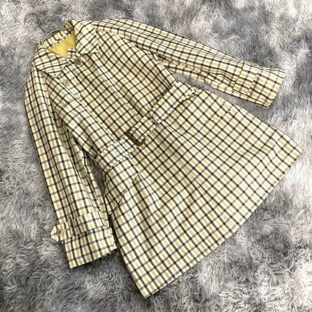 Aquascutum Trench Coat Check Asian fit S US size XS Multicolor Authentic