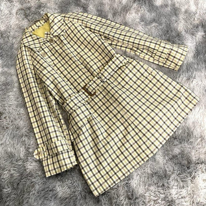 Aquascutum Trench Coat Check Asian fit S US size XS Multicolor Authentic