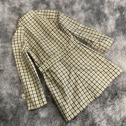Aquascutum Trench Coat Check Asian fit S US size XS Multicolor Authentic