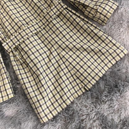 Aquascutum Trench Coat Check Asian fit S US size XS Multicolor Authentic