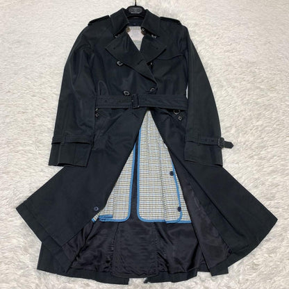 Aquascutum Trench Coat Club Check Asian fit M US size S Black Authentic