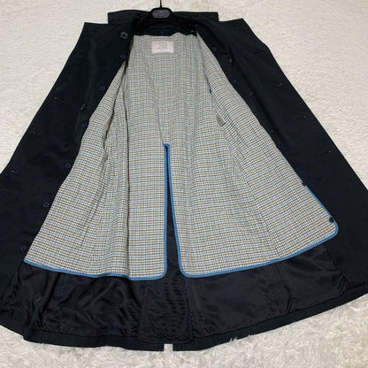 Aquascutum Trench Coat Club Check Asian fit M US size S Black Authentic