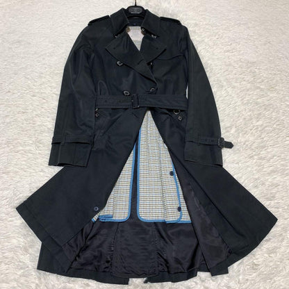 Aquascutum Trench Coat Club Check Asian fit M US size S Black Authentic