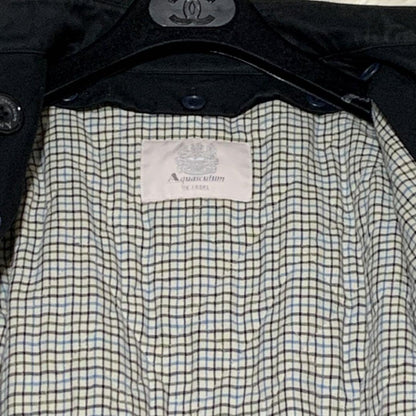 Aquascutum Trench Coat Club Check Asian fit M US size S Black Authentic