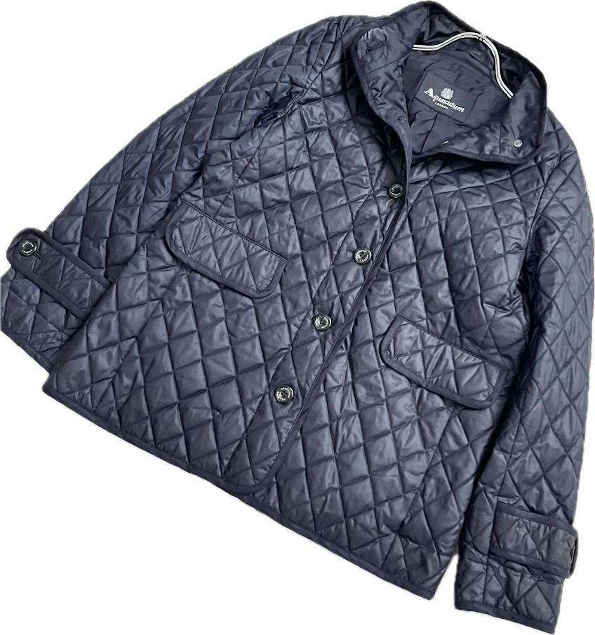 Aquascutum Short Coat Asian fit XL US size L Navy Authentic