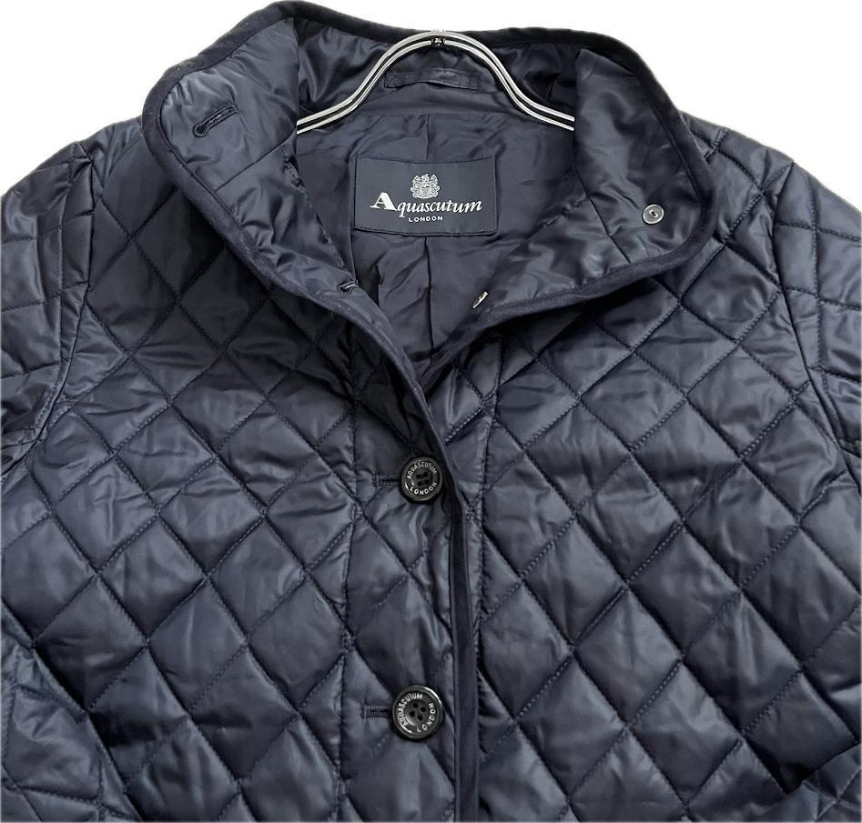 Aquascutum Short Coat Asian fit XL US size L Navy Authentic