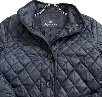Aquascutum Short Coat Asian fit XL US size L Navy Authentic