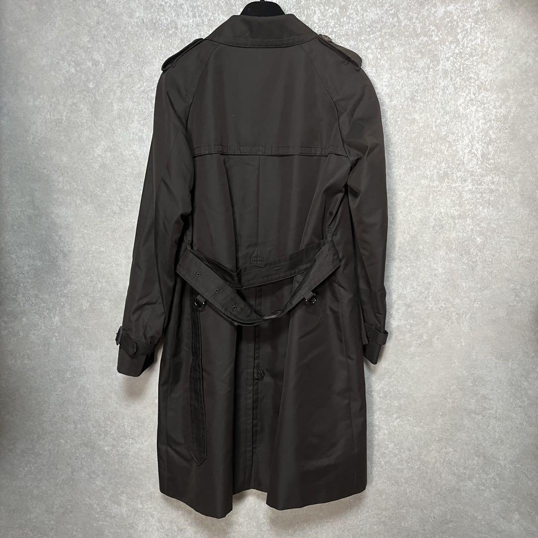 Aquascutum Trench Coat Club Check Asian fit XL US size L Dark Brown Authentic