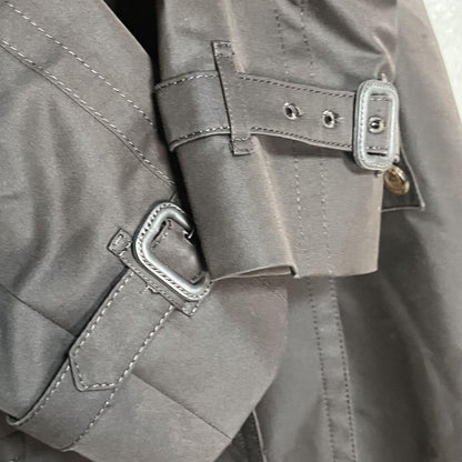 Aquascutum Trench Coat Club Check Asian fit XL US size L Dark Brown Authentic