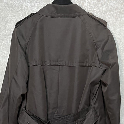 Aquascutum Trench Coat Club Check Asian fit XL US size L Dark Brown Authentic