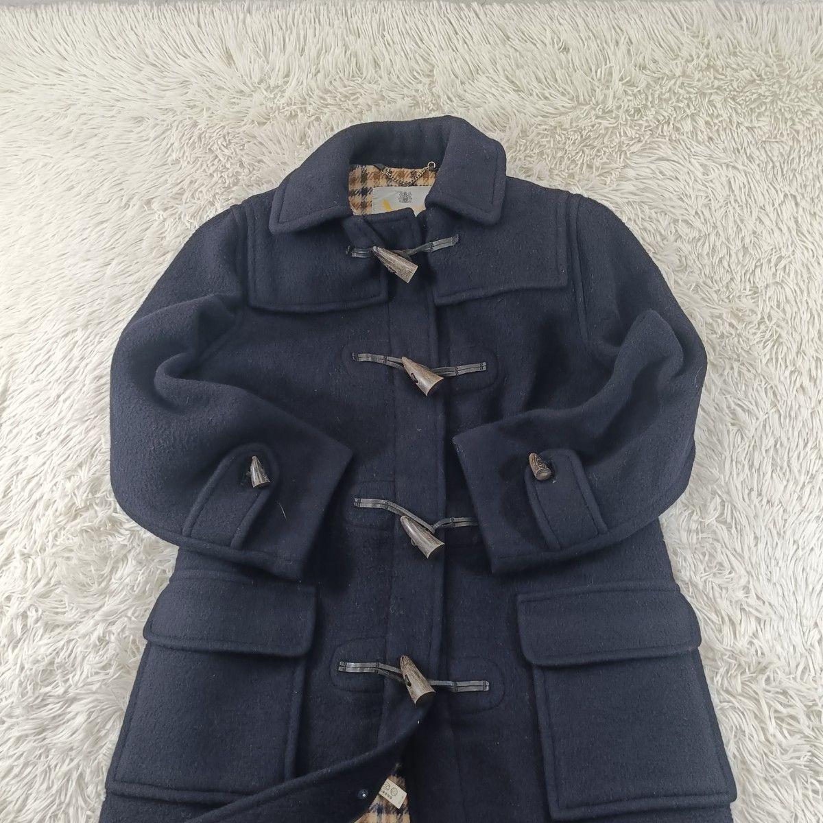 Aquascutum Long Coat Club Check Asian fit M US size S Navy Authentic