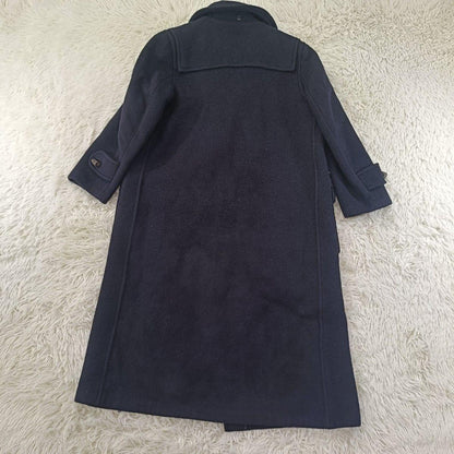 Aquascutum Long Coat Club Check Asian fit M US size S Navy Authentic