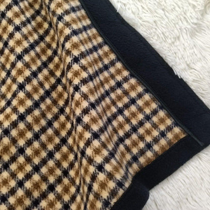 Aquascutum Long Coat Club Check Asian fit M US size S Navy Authentic